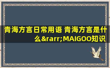 青海方言日常用语 青海方言是什么→MAIGOO知识